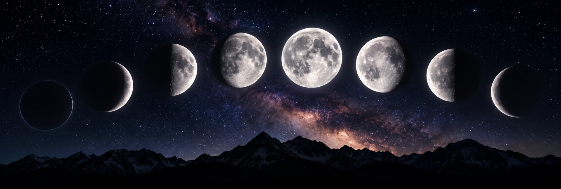 Moon phases across the current lunar cycle